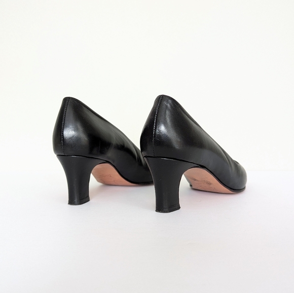 🇨🇦 Vintage Thomas Wallace Black Leather Pumps Made In Canada - Picture 4 of 8